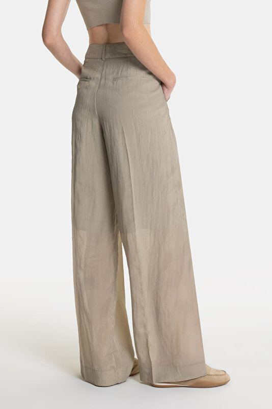 KHAKI WIDE LEG TROUSERS 3