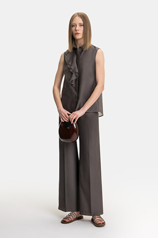 BROWN WIDE LEG TROUSERS