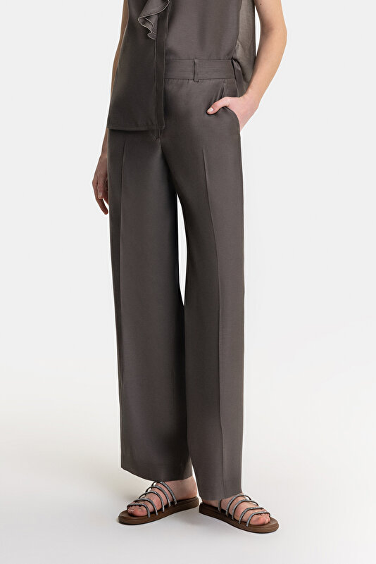 BROWN WIDE LEG TROUSERS 2