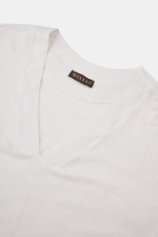 WHITE V NECK OFF THE SHOULDER TSHIRT 3