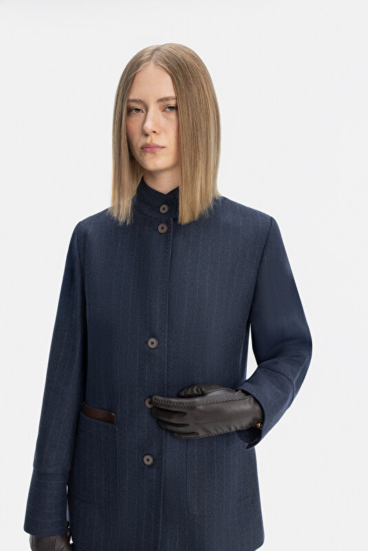 TAN MANDARIN COLLAR JACKET 4