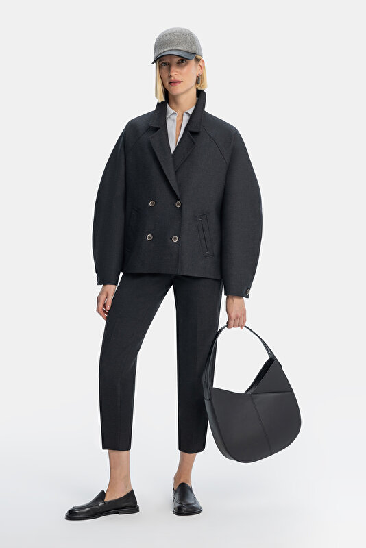 ANTHRACITE SURPLICE NECKLINE (CROSS-OVER NECKLINE) JACKET 4