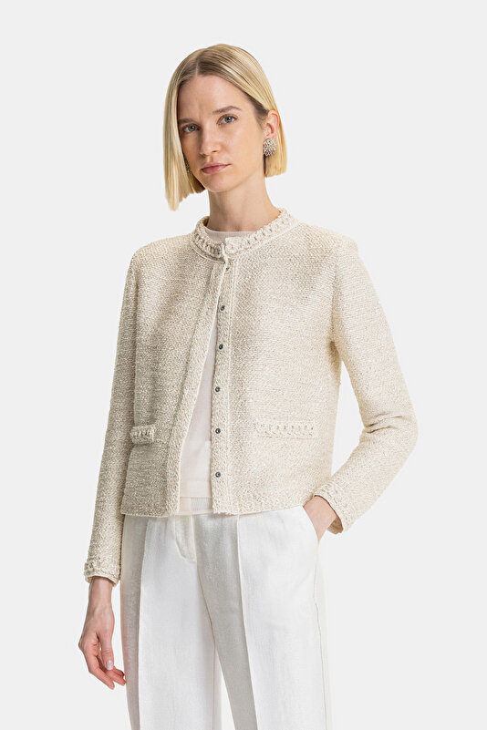 ECRU BASIC / ROUND NECKLINE JACKET