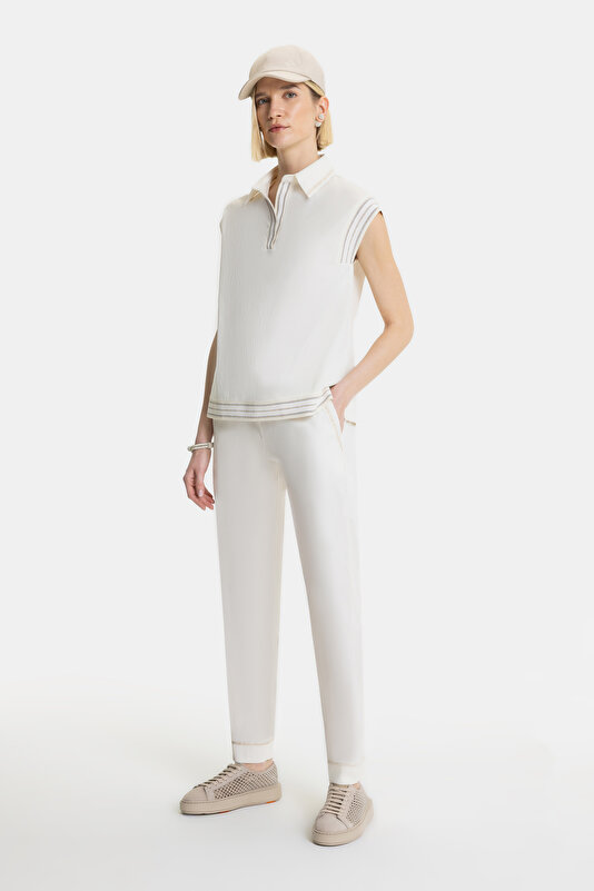 ECRU POLO NECK OFF THE SHOULDER BLOUSE 3