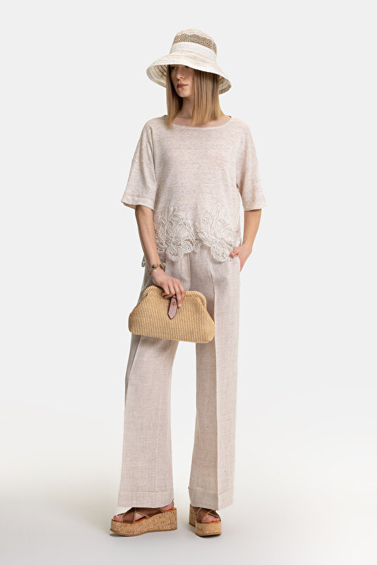 BEIGE BOAT NECK TRICOT 4