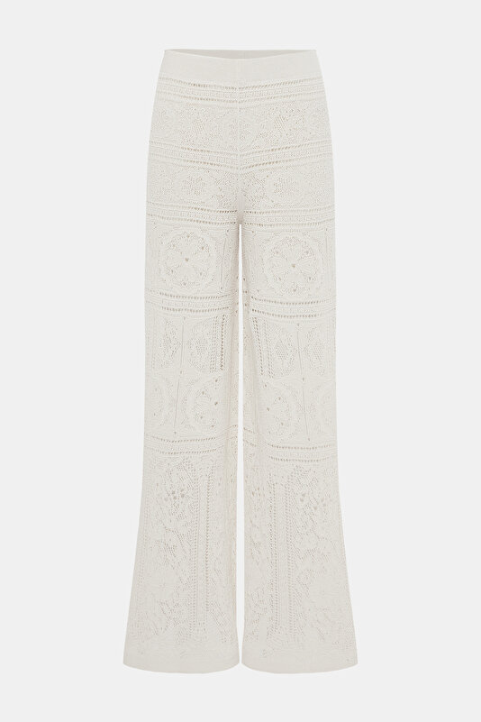 ECRU WIDE LEG TROUSERS 4