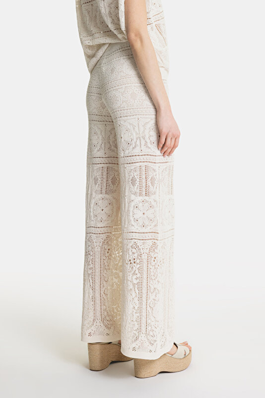 ECRU WIDE LEG TROUSERS 3