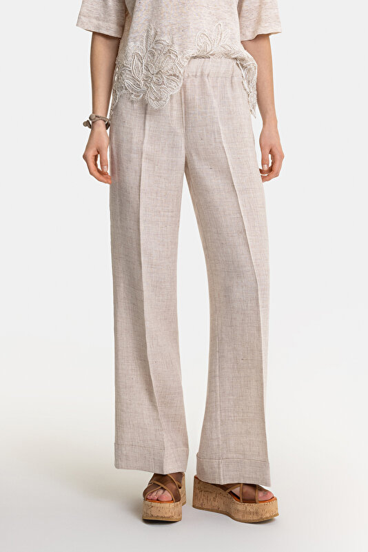 BEIGE WIDE LEG TROUSERS 2