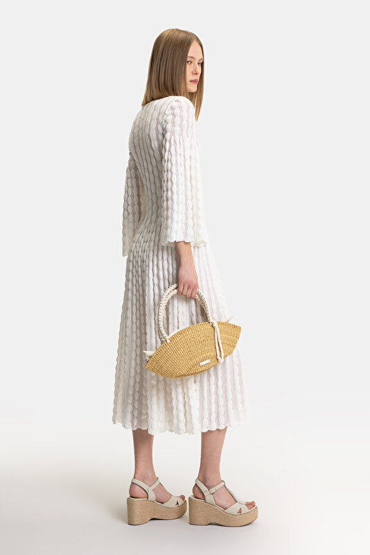 WHITE LONG SLEEVE MIDI DRESS 2