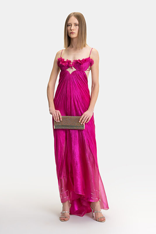 FUCHSIA SLEEVELESS SUSPENDER DRESS