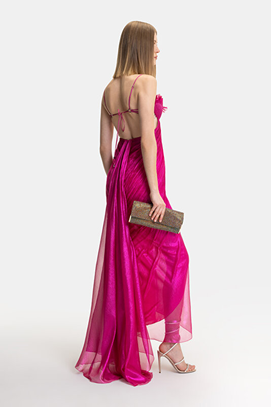 FUCHSIA SLEEVELESS SUSPENDER DRESS 2