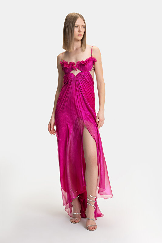 FUCHSIA SLEEVELESS SUSPENDER DRESS 4