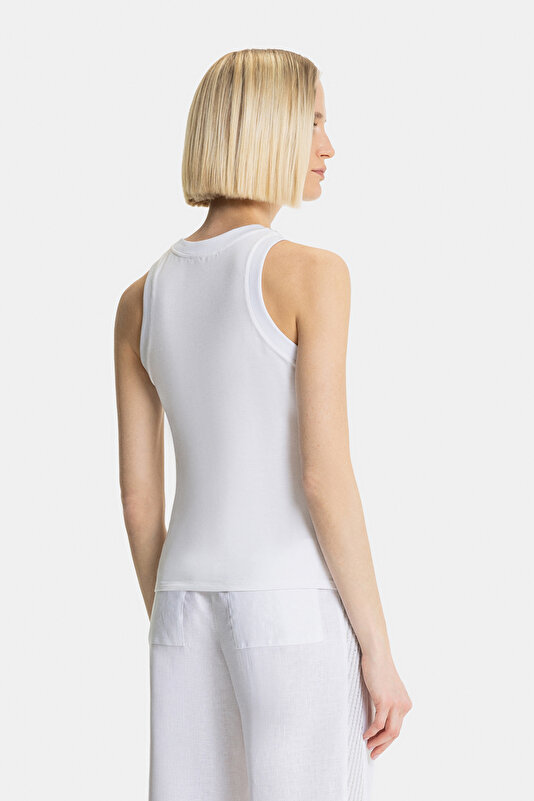 GREY BASIC / ROUND NECKLINE SLEEVELESS BLOUSE 2