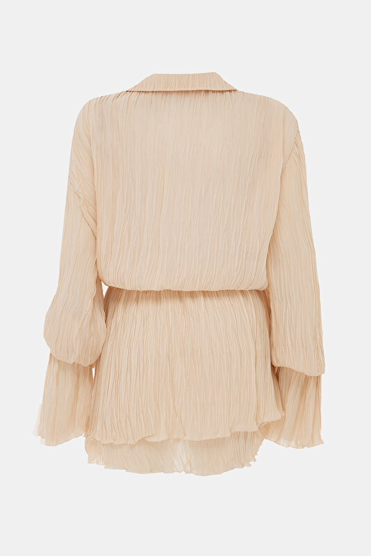 CREAM PLEATED MINI DRESS 2