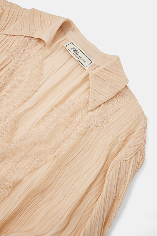 CREAM PLEATED MINI DRESS 3