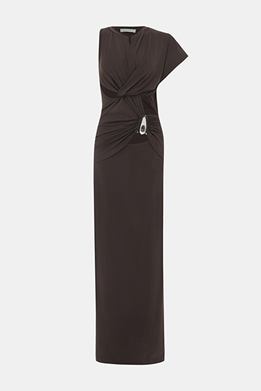 KAHVE MAXİ ELBİSE 3