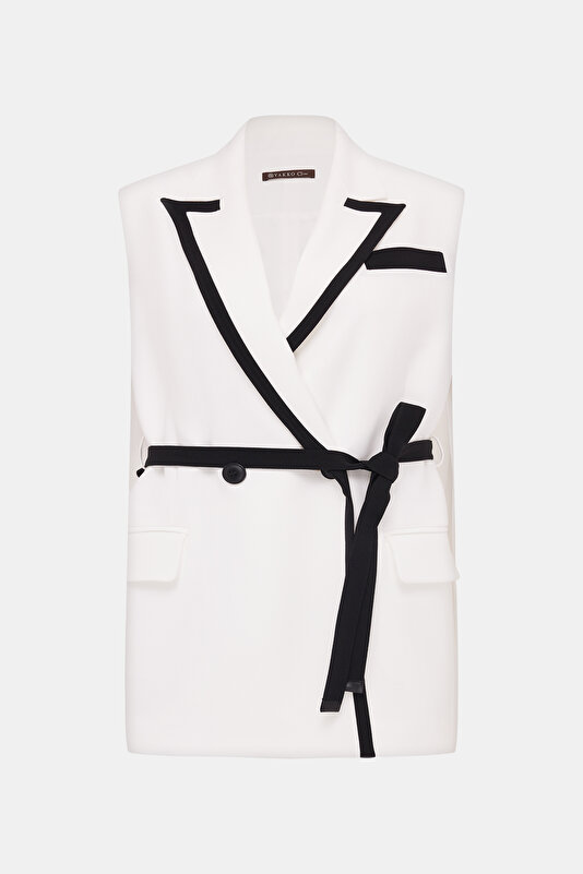 BLACK SURPLICE NECKLINE (CROSS-OVER NECKLINE) VEST