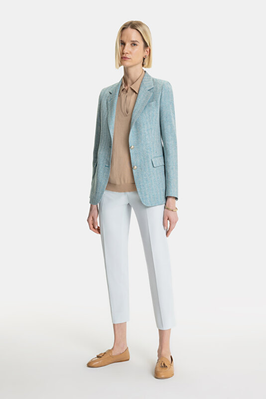 TURQUOISE SKINNY LEG TROUSERS