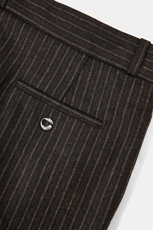 BROWN STRAİGHT CUT WOOL TROUSERS 4