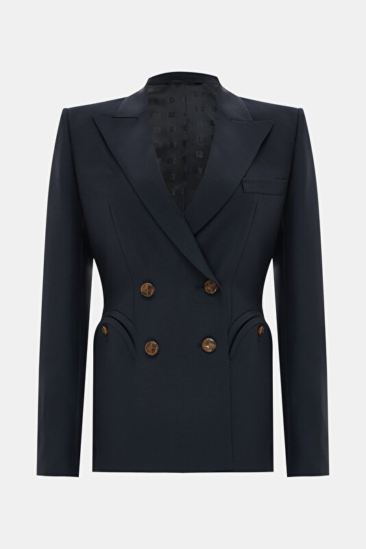 NAVY BLUE BUTTONED JACKET