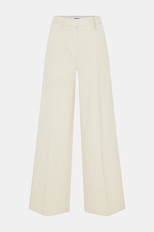 ECRU WIDE LEG TROUSERS 4