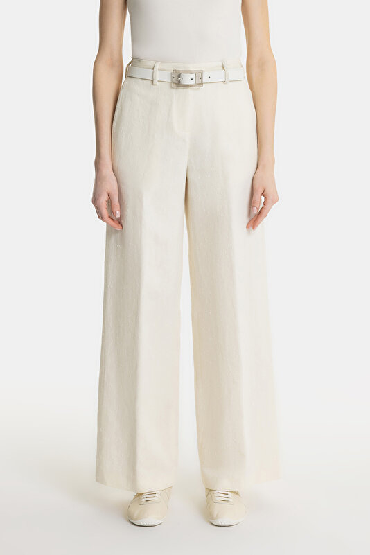 ECRU WIDE LEG TROUSERS 2
