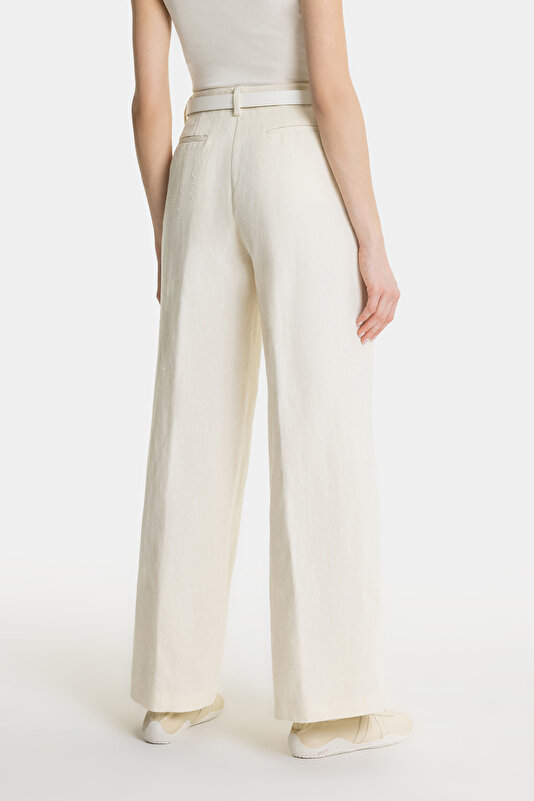 ECRU WIDE LEG TROUSERS 3