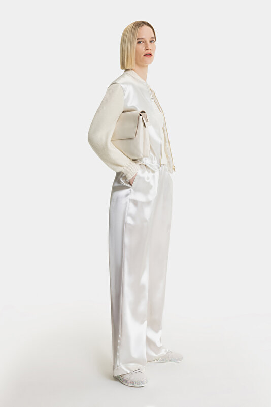 ECRU WIDE LEG TROUSERS