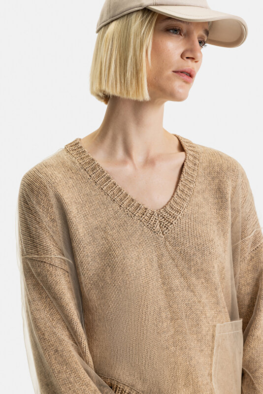 CAMEL V NECK TRICOT 3