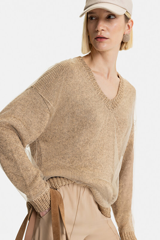CAMEL V NECK TRICOT 4