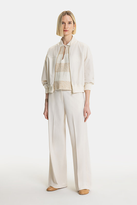 ECRU WIDE LEG TROUSERS