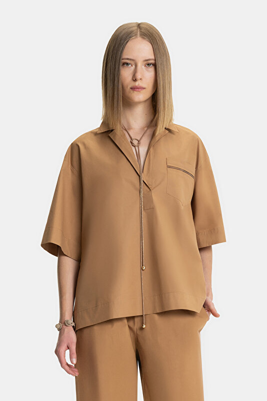 TAN SHORT SLEEVE SHIRT