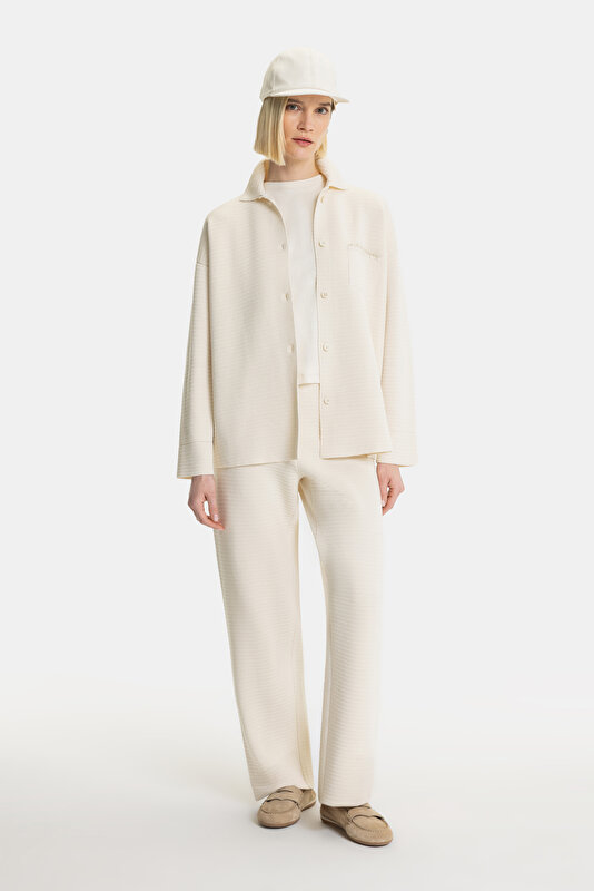 ECRU WIDE LEG TROUSERS
