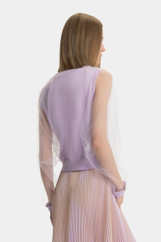 LILAC BASIC / ROUND NECKLINE LONG SLEEVE BLOUSE 2