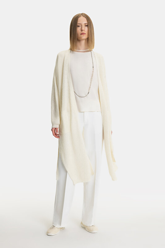 ECRU WIDE LEG TROUSERS