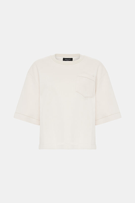 POWDER BASIC / ROUND NECKLINE SHORT SLEEVE BLOUSE 4