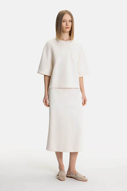 POWDER BASIC / ROUND NECKLINE SHORT SLEEVE BLOUSE 3