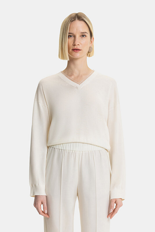 ECRU V NECK TRICOT