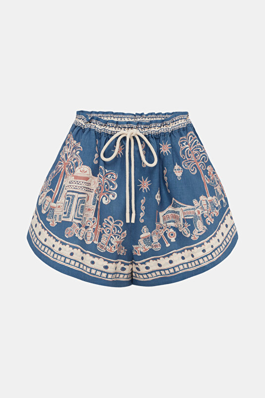 MULTICOLOR DESIGN FILLED LINEN SHORTS 3
