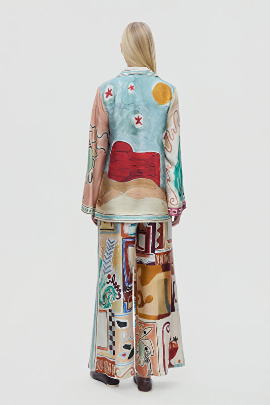 MULTICOLOR STRAIGHT CUT SILK TROUSERS 2