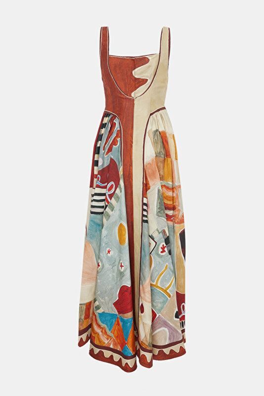 MULTICOLOR DESIGN FILLED MIDI DRESS 4