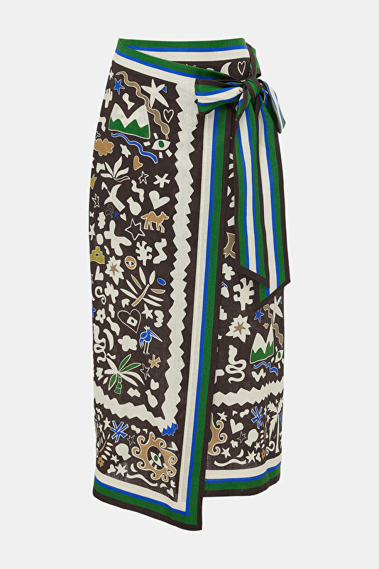 MULTICOLOR DESIGN FILLED LINEN SKIRT 3