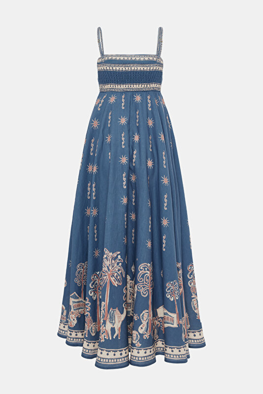 MULTICOLOR DESIGN FILLED MIDI DRESS 4