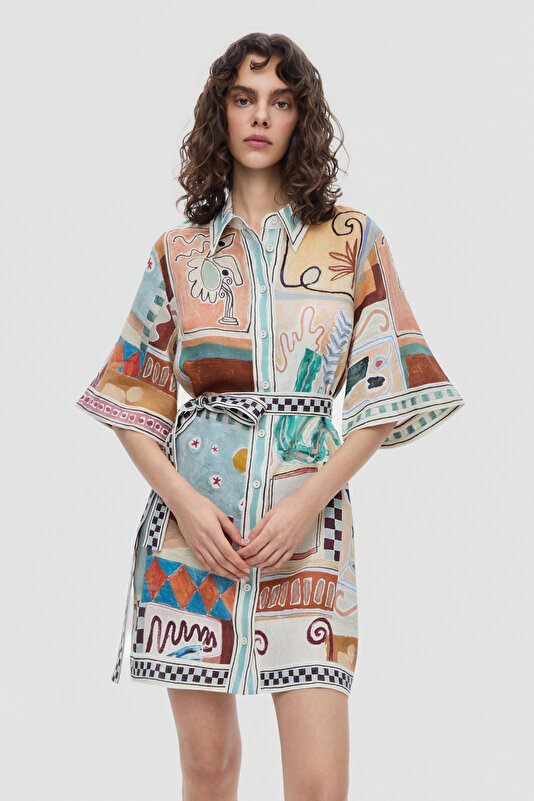 MULTICOLOR DESIGN FILLED MINI DRESS 2