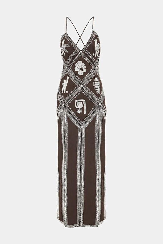 CREAM EMBROIDERED MIDI DRESS 3