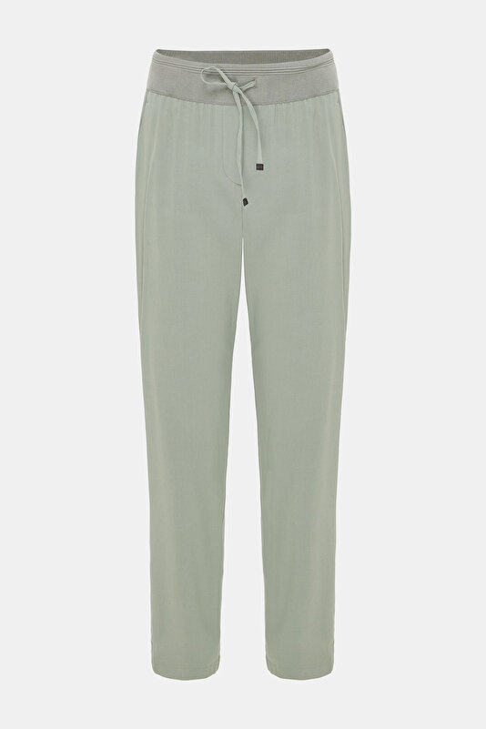 KHAKI WIDE LEG TROUSERS