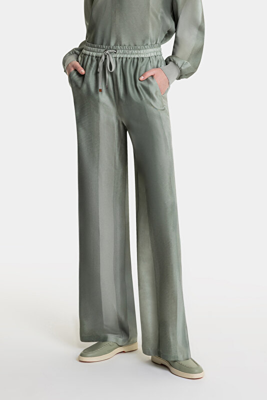 KHAKI WIDE LEG TROUSERS 2
