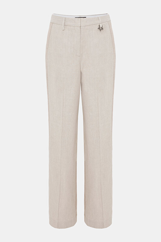 BEIGE WIDE LEG TROUSERS 4