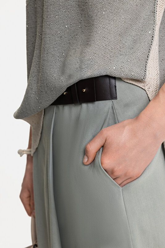 KHAKI MIDI SKIRT 4