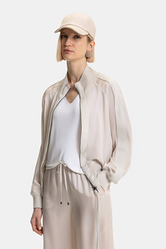 BEJ FERMUARLI SWEATSHIRT